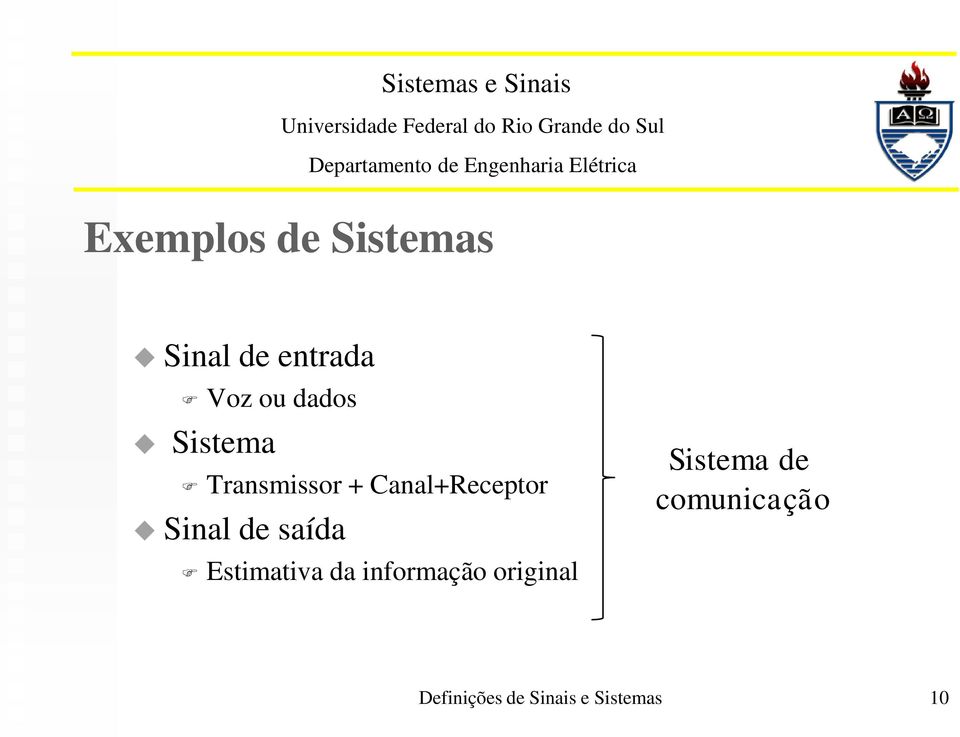 de saída Estimativa da informação original