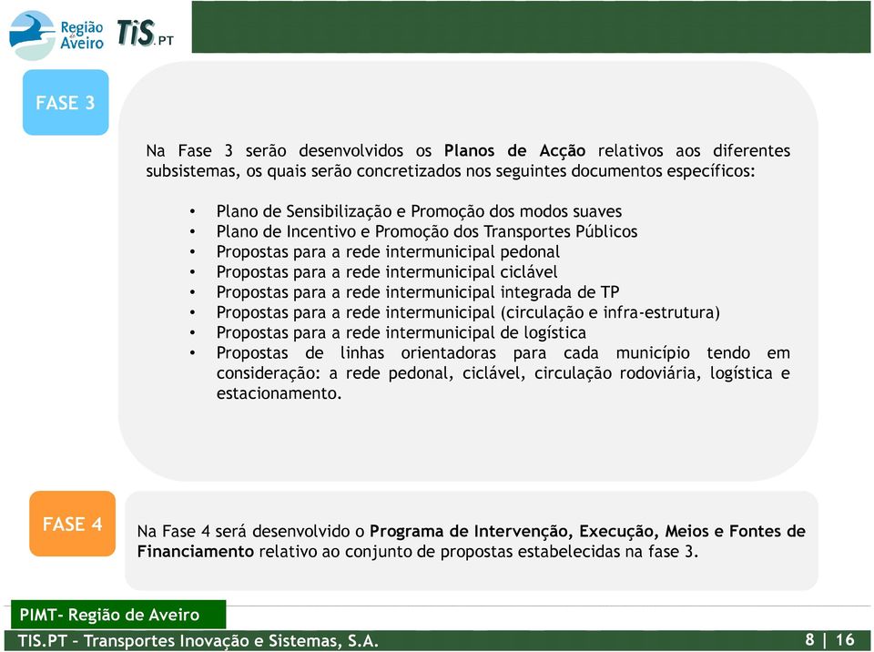 integrada de TP Propostas para a rede intermunicipal (circulação e infra-estrutura) Propostas para a rede intermunicipal de logística Propostas de linhas orientadoras para cada município tendo em