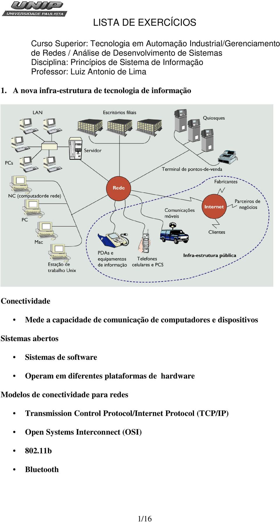 diferentes plataformas de hardware Modelos de conectividade para redes Transmission