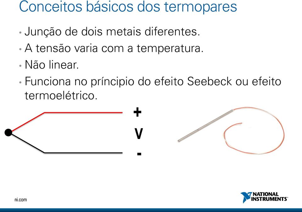 A tensão varia com a temperatura. Não linear.