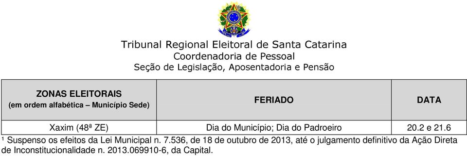 536, de 18 de outubro de 2013, até o julgamento definitivo