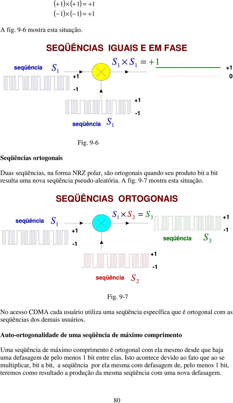 SEQÜÊNCIAS ORTOGONAIS seqûência S + - S S S 3 seqûência S 3 + - + seqûência S - Fig.