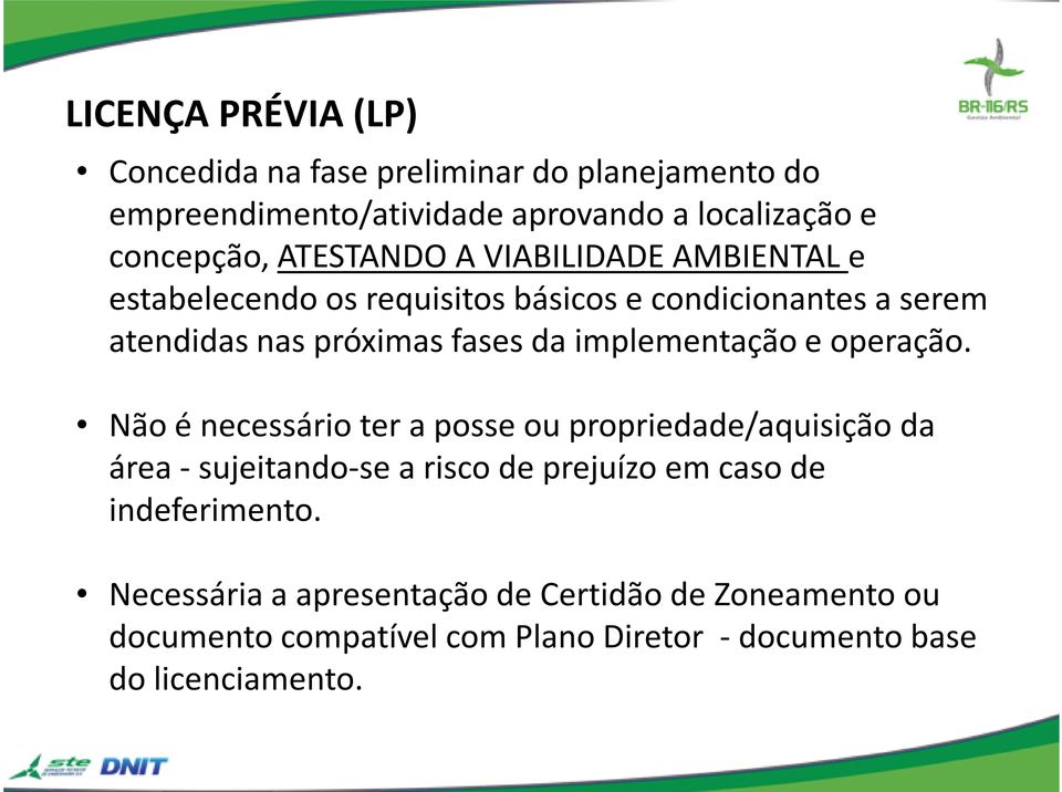 implementação e operação.