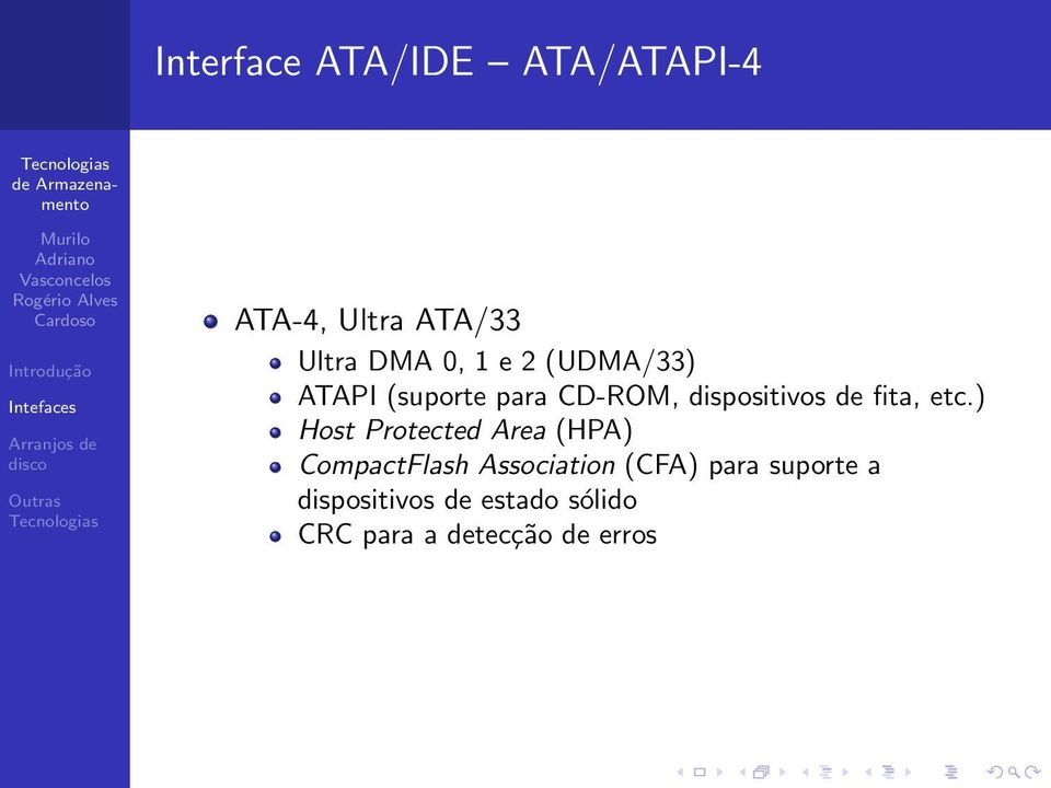 ) Host Protected Area (HPA) CompactFlash Association (CFA) para