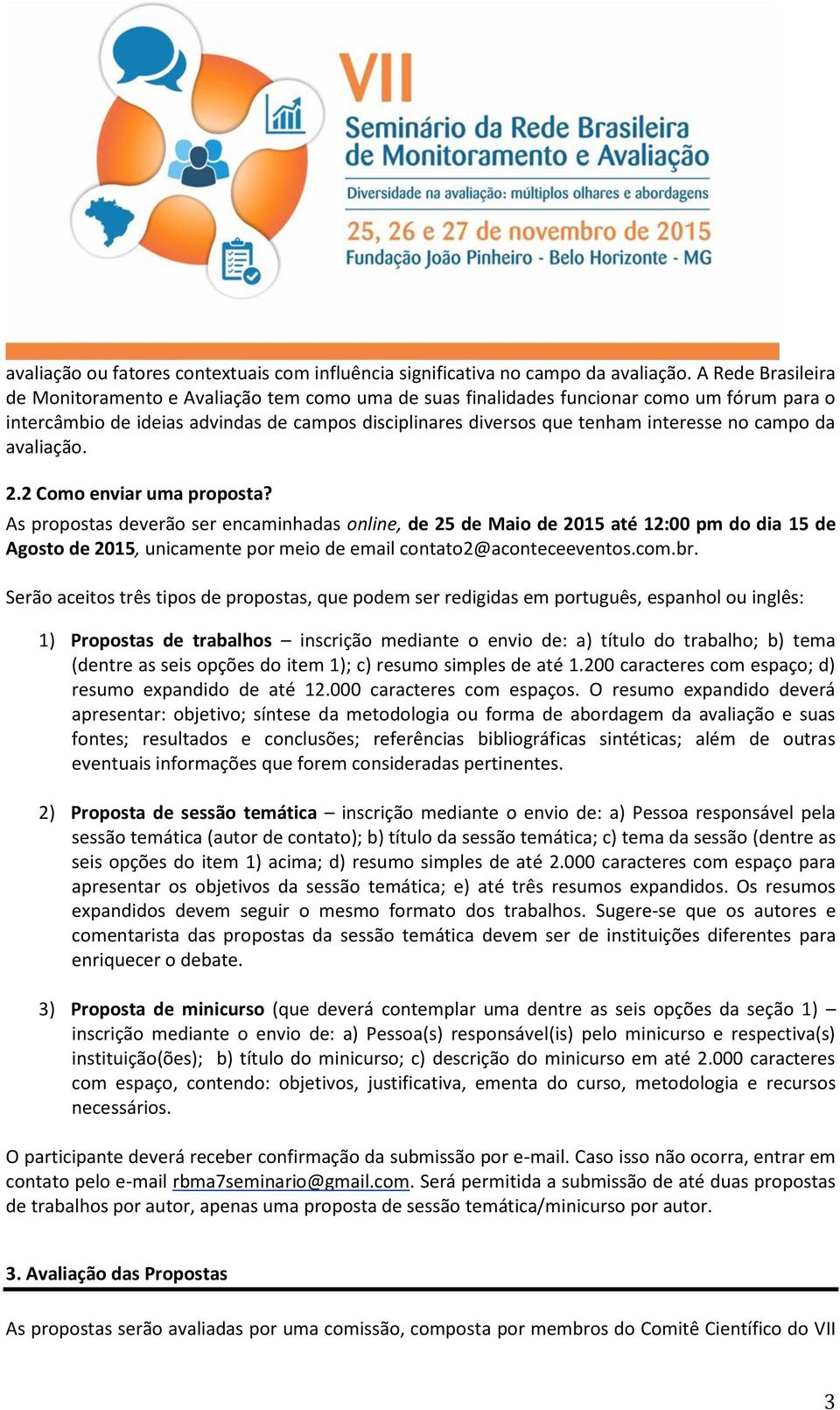 campo da avaliação. 2.2 Como enviar uma proposta?