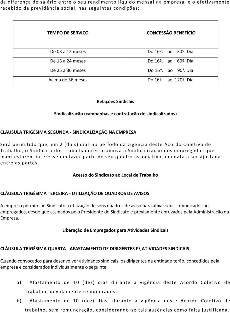 Dia Relações Sindicais Sindicalização (campanhas e contratação de sindicalizados) CLÁUSULA TRIGÉSIMA SEGUNDA - SINDICALIZAÇÃO NA EMPRESA Será permitido que, em 2 (dois) dias no período da vigência