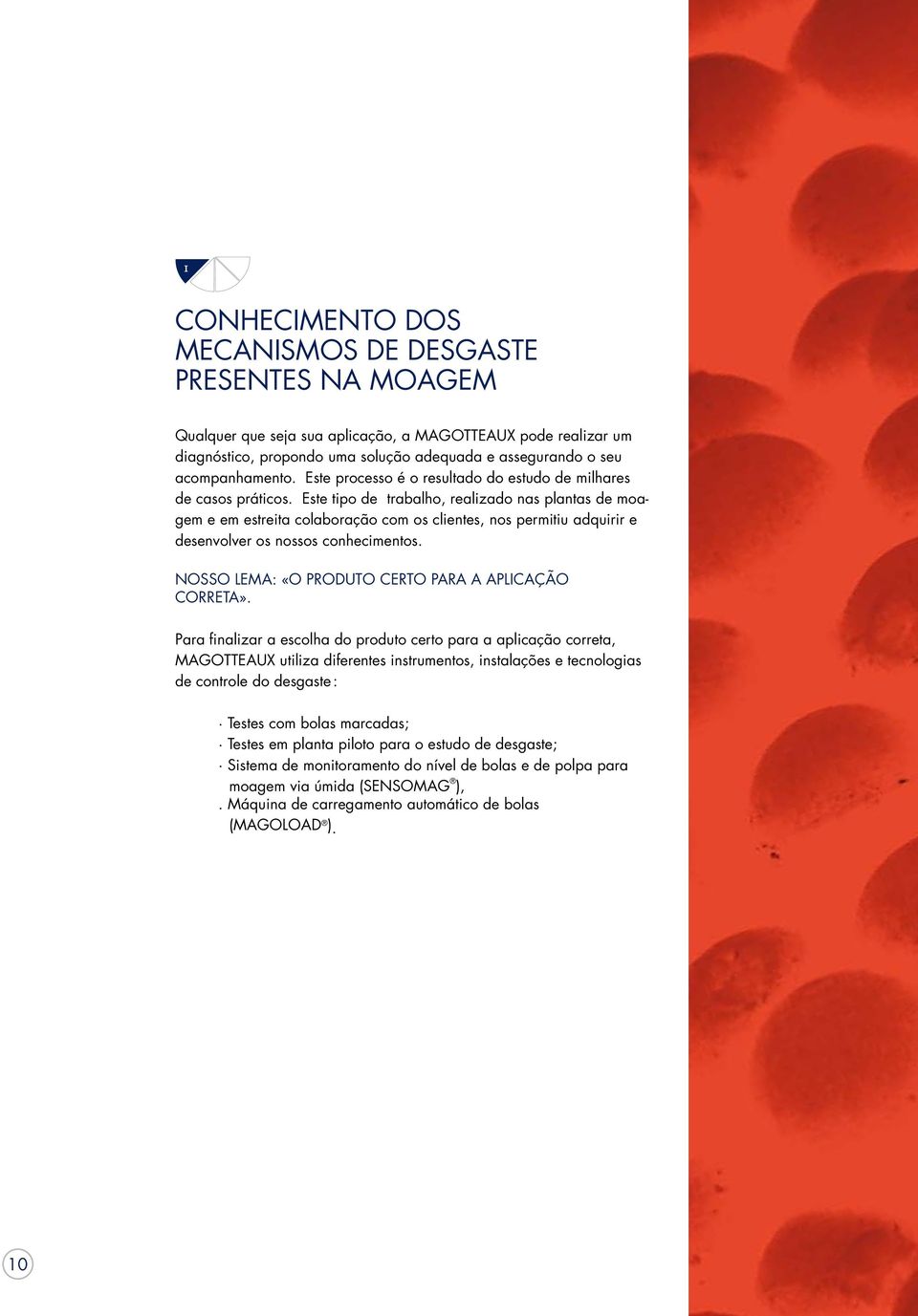 Este tipo de trabalho, realizado nas plantas de moagem e em estreita colaboração com os clientes, nos permitiu adquirir e desenvolver os nossos conhecimentos.