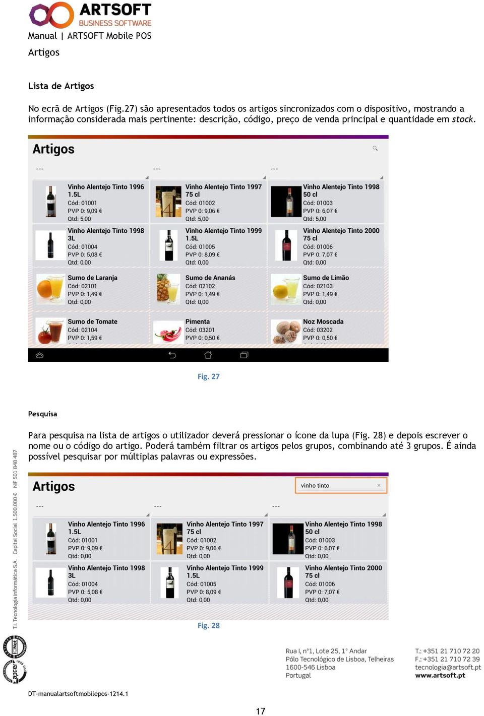 código, preço de venda principal e quantidade em stock. Fig.