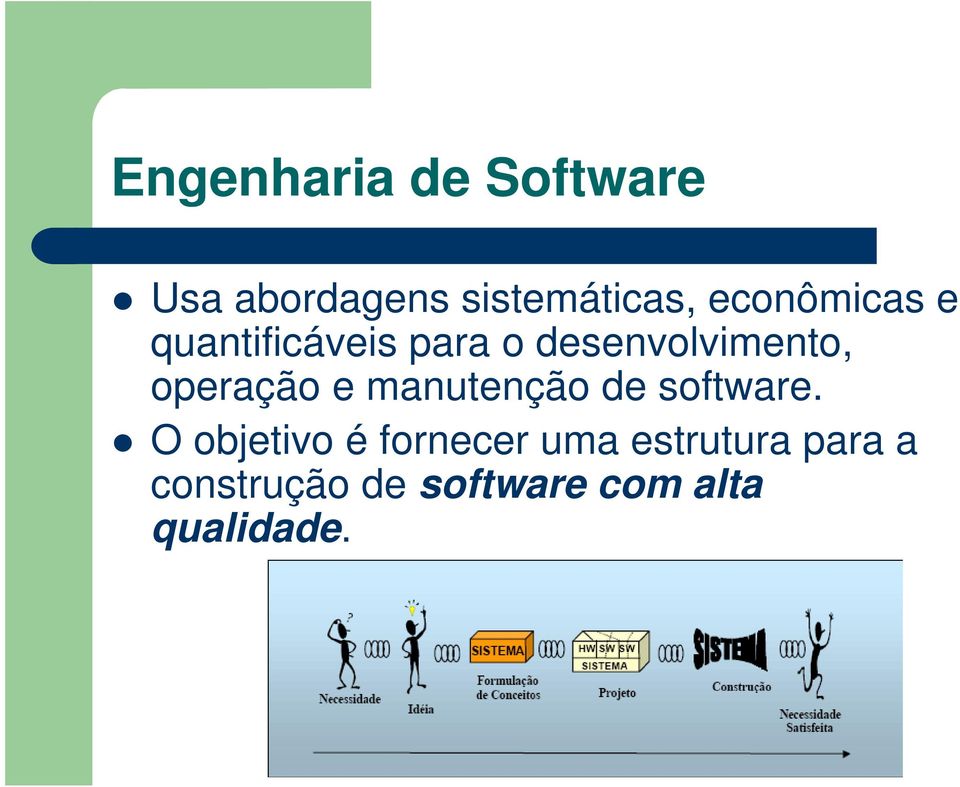 operação e manutenção de software.