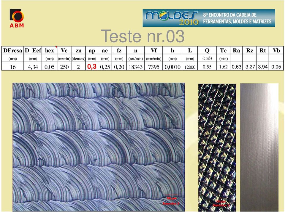 (mm) (mm) (mm) (m/min) (dentes) (mm) (mm) (mm) (rot/min)