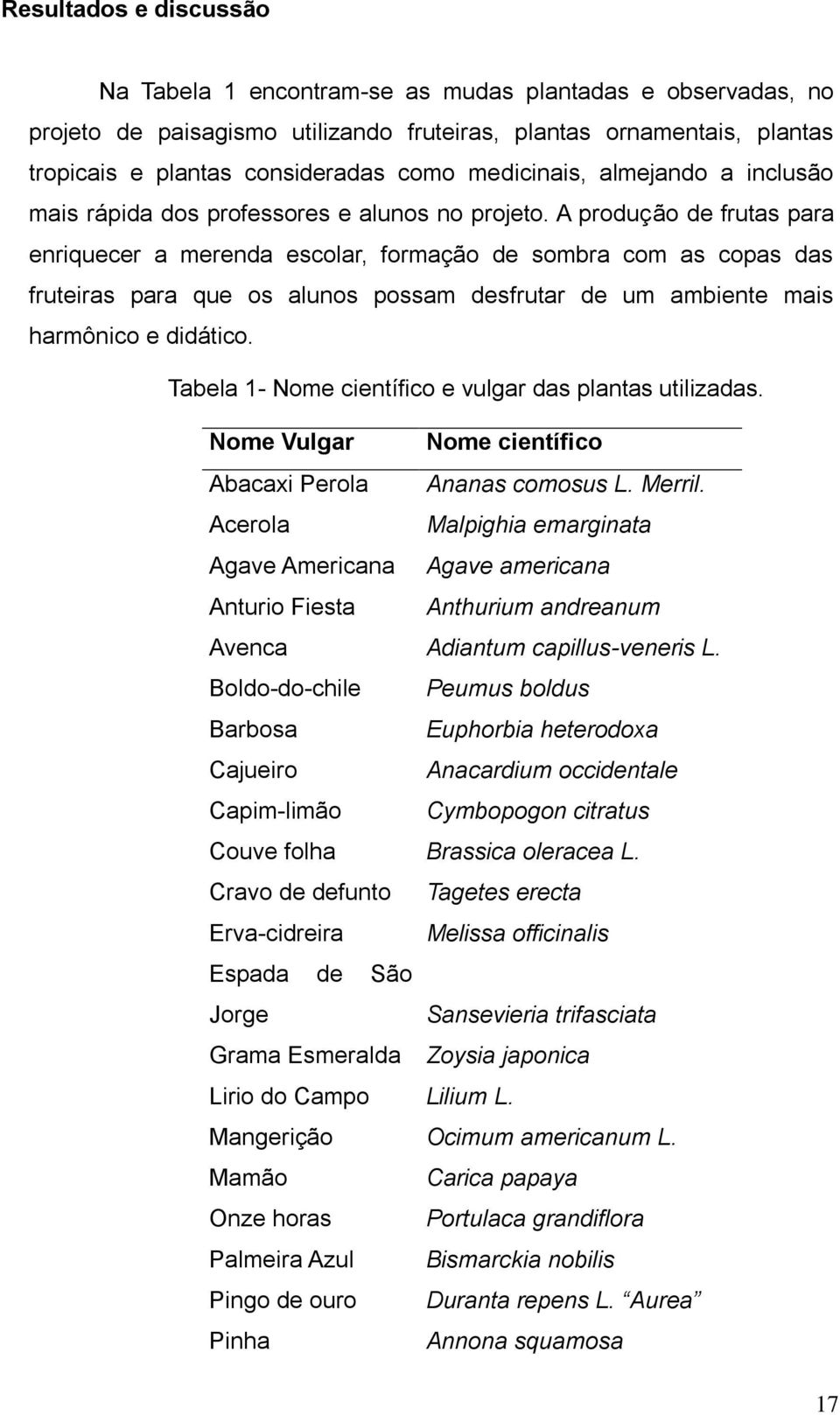 A produção de frutas para enriquecer a merenda escolar, formação de sombra com as copas das fruteiras para que os alunos possam desfrutar de um ambiente mais harmônico e didático.