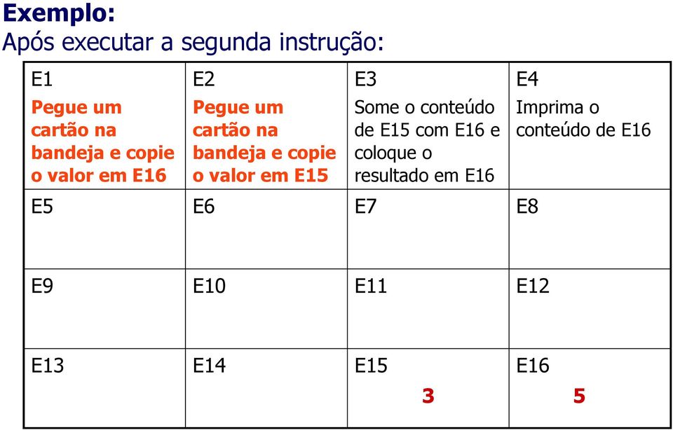 valor em E15 E3 Some o conteúdo de E15 com E16 e coloque o resultado em
