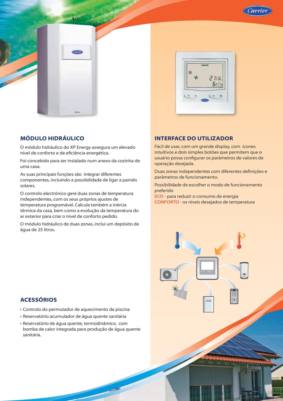 O controlo electrónico gere duas zonas de temperatura independentes, com os seus próprios ajustes de temperatura programável.