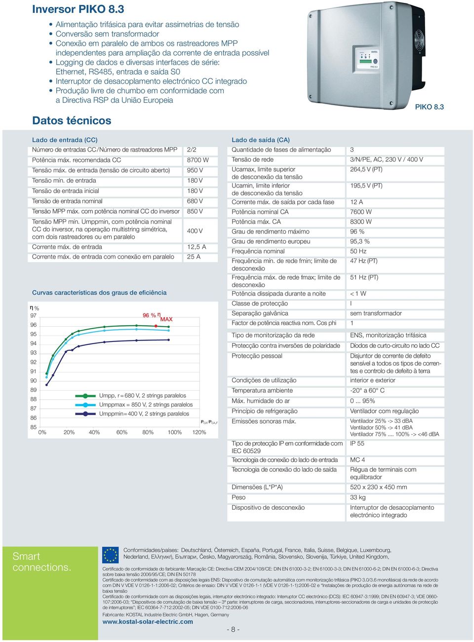 entrada e saída S0 nterruptor de desacoplamento electrónico CC integrado Produção livre de chumbo em conformidade com a Directiva RSP da União Europeia PKO 8.