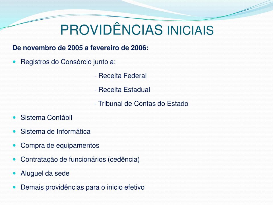 Estado Sistema Contábil Sistema de Informática Compra de equipamentos