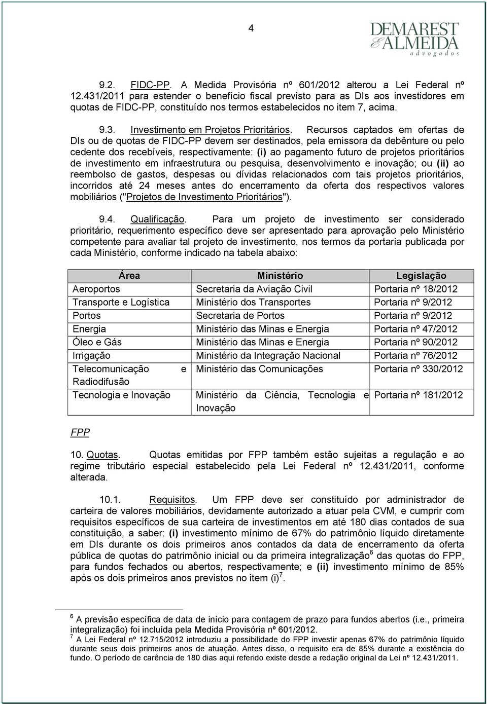 Recursos captados em ofertas de DIs ou de quotas de FIDC-PP devem ser destinados, pela emissora da debênture ou pelo cedente dos recebíveis, respectivamente: (i) ao pagamento futuro de projetos