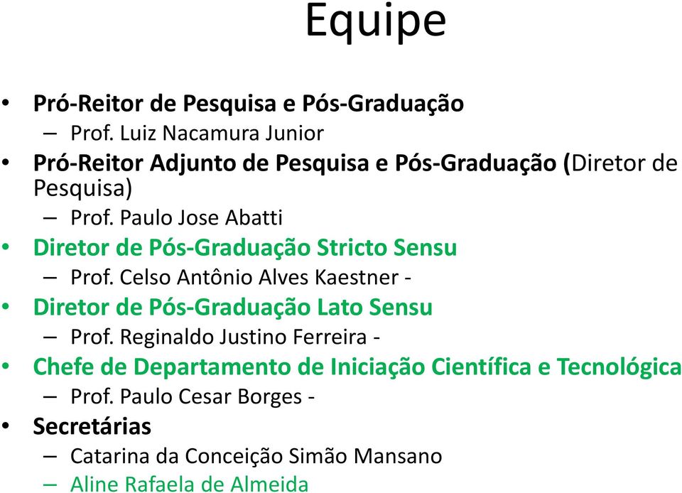 Paulo Jose Abatti Diretor de Pós Graduação Stricto Sensu Prof.