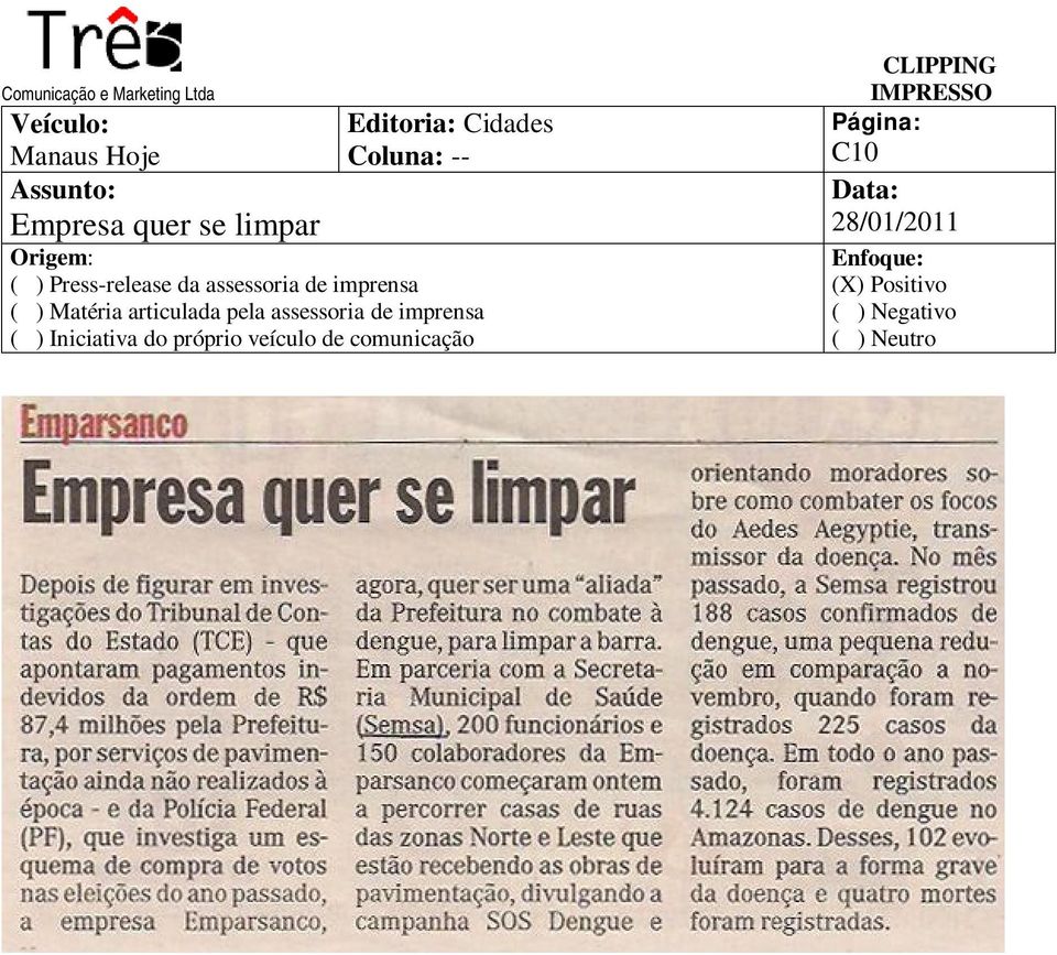 limpar ( ) Press-release