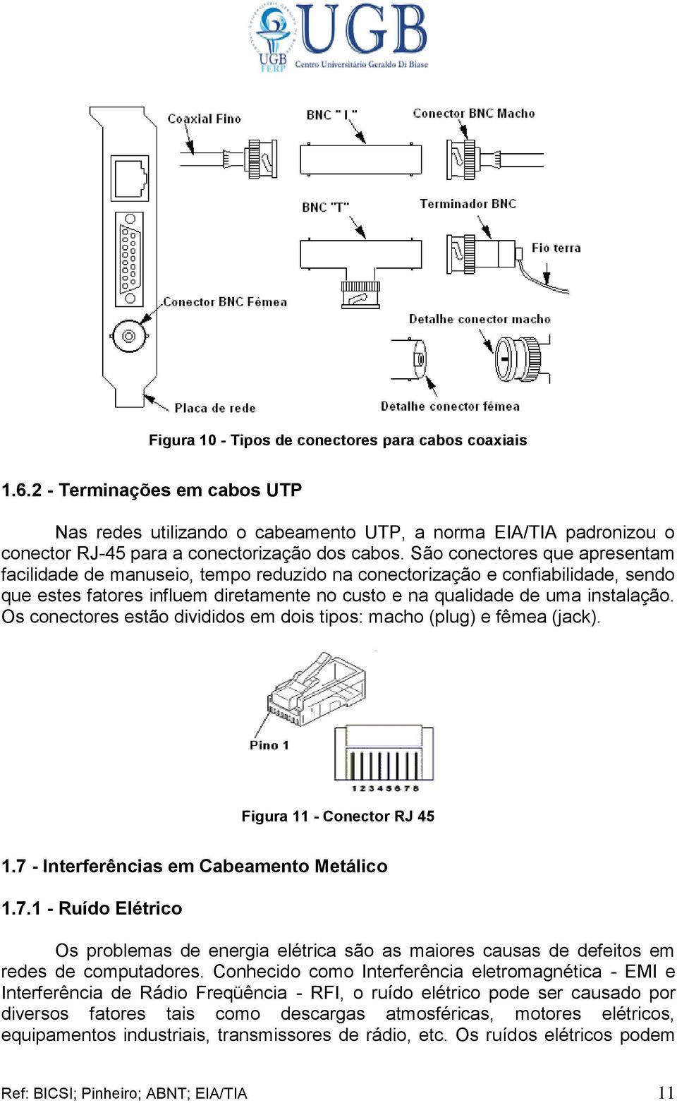 Os conectores estão divididos em dois tipos: macho (plug) e fêmea (jack). Figura 11 - Conector RJ 45 1.7 