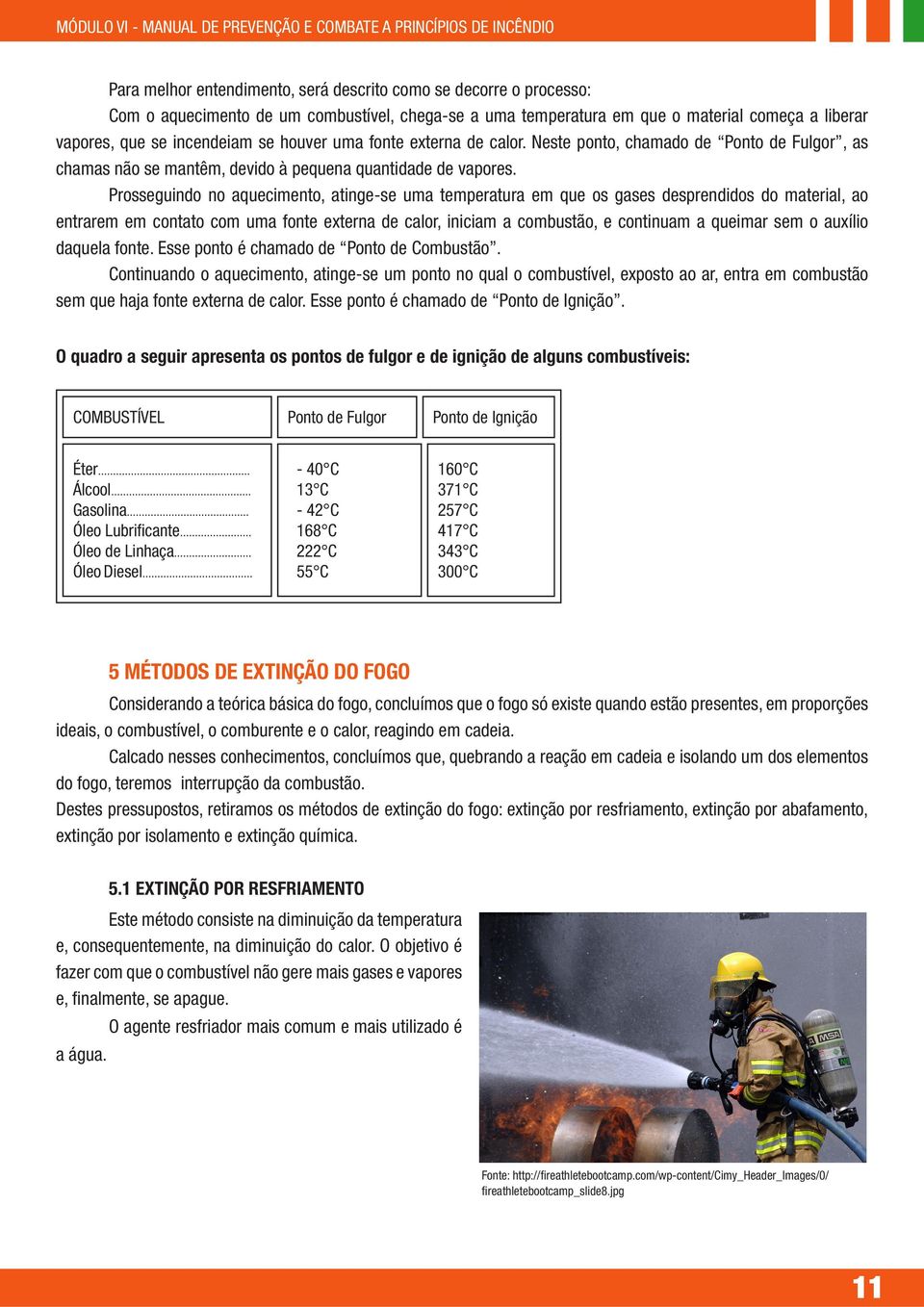 Prosseguindo no aquecimento, atinge-se uma temperatura em que os gases desprendidos do material, ao entrarem em contato com uma fonte externa de calor, iniciam a combustão, e continuam a queimar sem