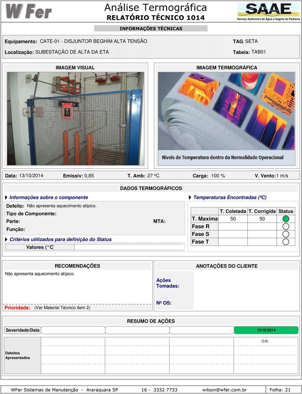 Tipo de Componente: Critérios utilizados para definição do MTA: 50 50 Não apresenta aquecimento