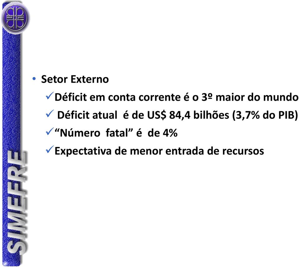 84,4 bilhões (3,7% do PIB) Número fatal é