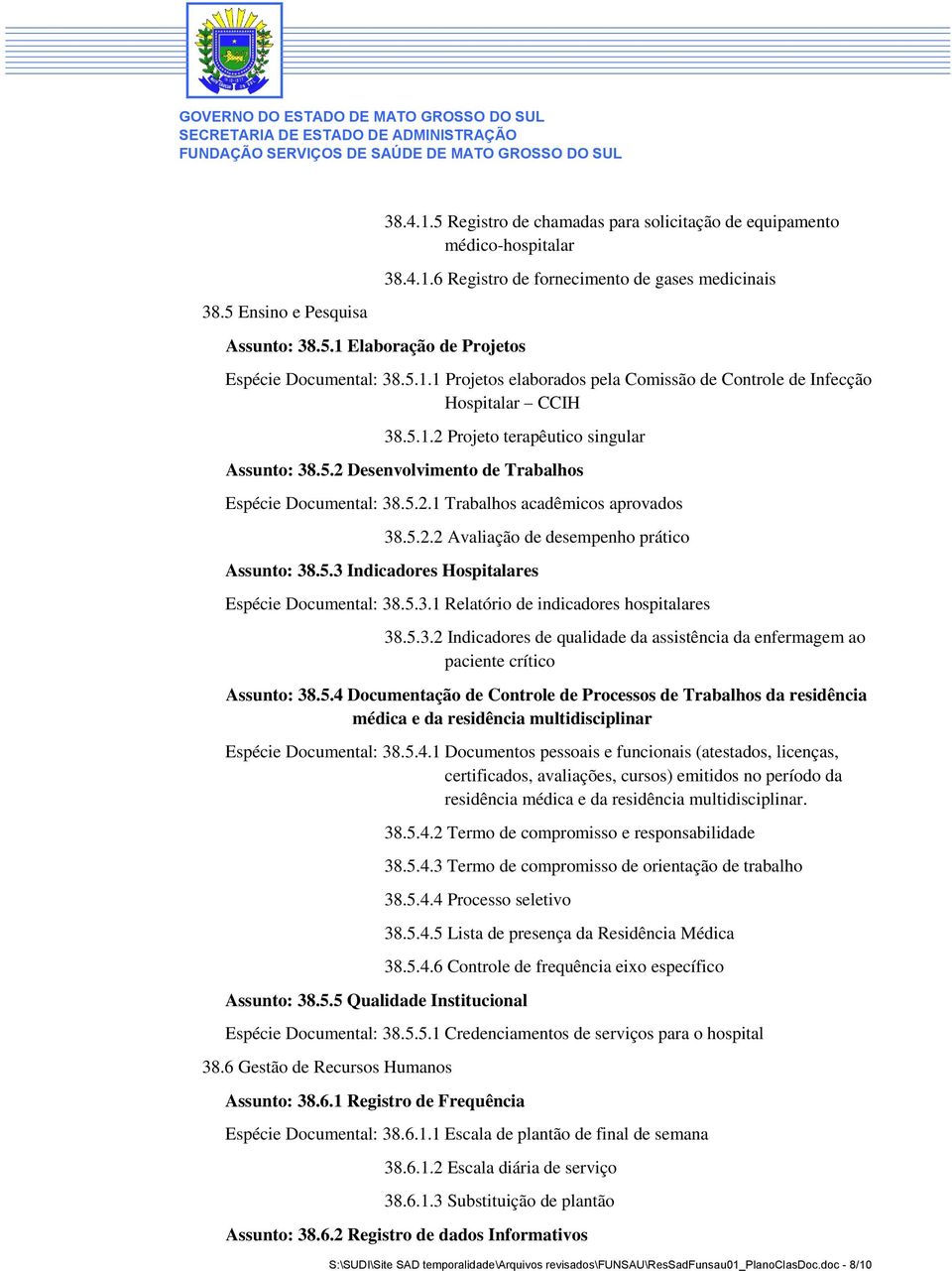 5.2.2 Avaliação de desempenho prático Assunto: 38.5.3 Indicadores Hospitalares Espécie Documental: 38.5.3.1 Relatório de indicadores hospitalares 38.5.3.2 Indicadores de qualidade da assistência da enfermagem ao paciente crítico Assunto: 38.