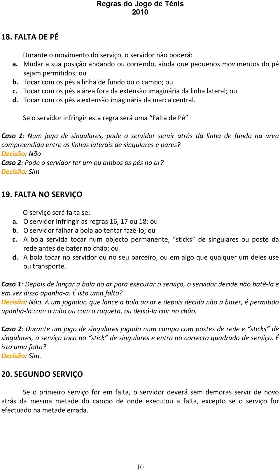 REGRAS DO JOGO DE TÉNIS - PDF Free Download