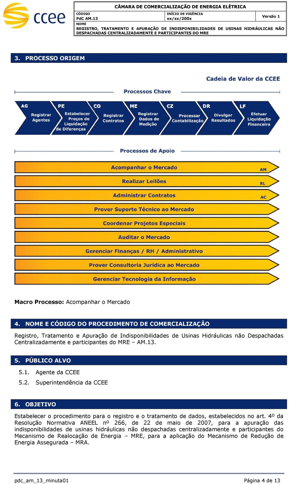 PÚBLICO ALVO 5.1. Agente da CCEE 5.2. Superintendência da CCEE 6. OBJETIVO Estabelecer o procedimento para o registro e o tratamento de dados, estabelecidos no art.