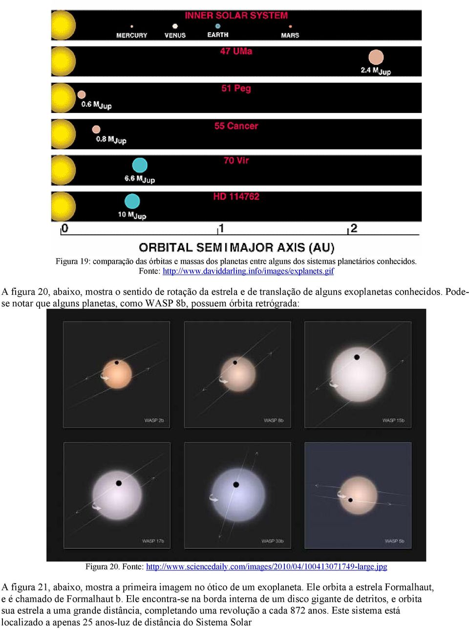 Fonte: http://www.sciencedaily.com/images/2010/04/100413071749-large.jpg A figura 21, abaixo, mostra a primeira imagem no ótico de um exoplaneta.