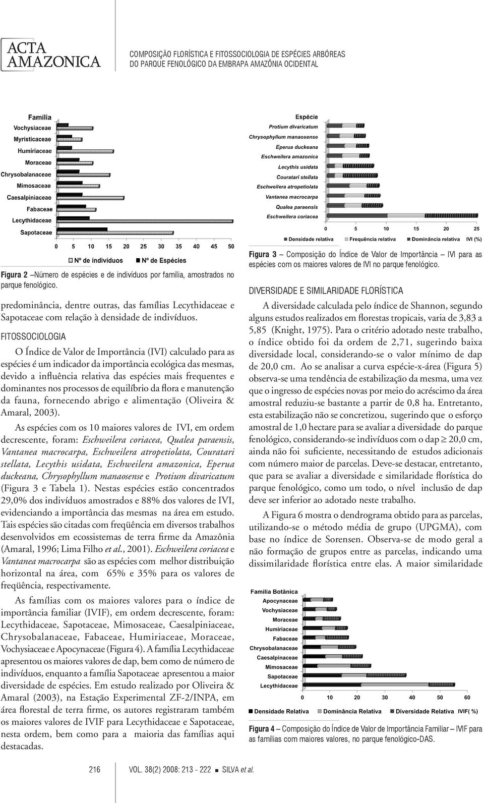 dominantes nos processos de equilíbrio da flora e manutenção da fauna, fornecendo abrigo e alimentação (Oliveira & Amaral, 2003).