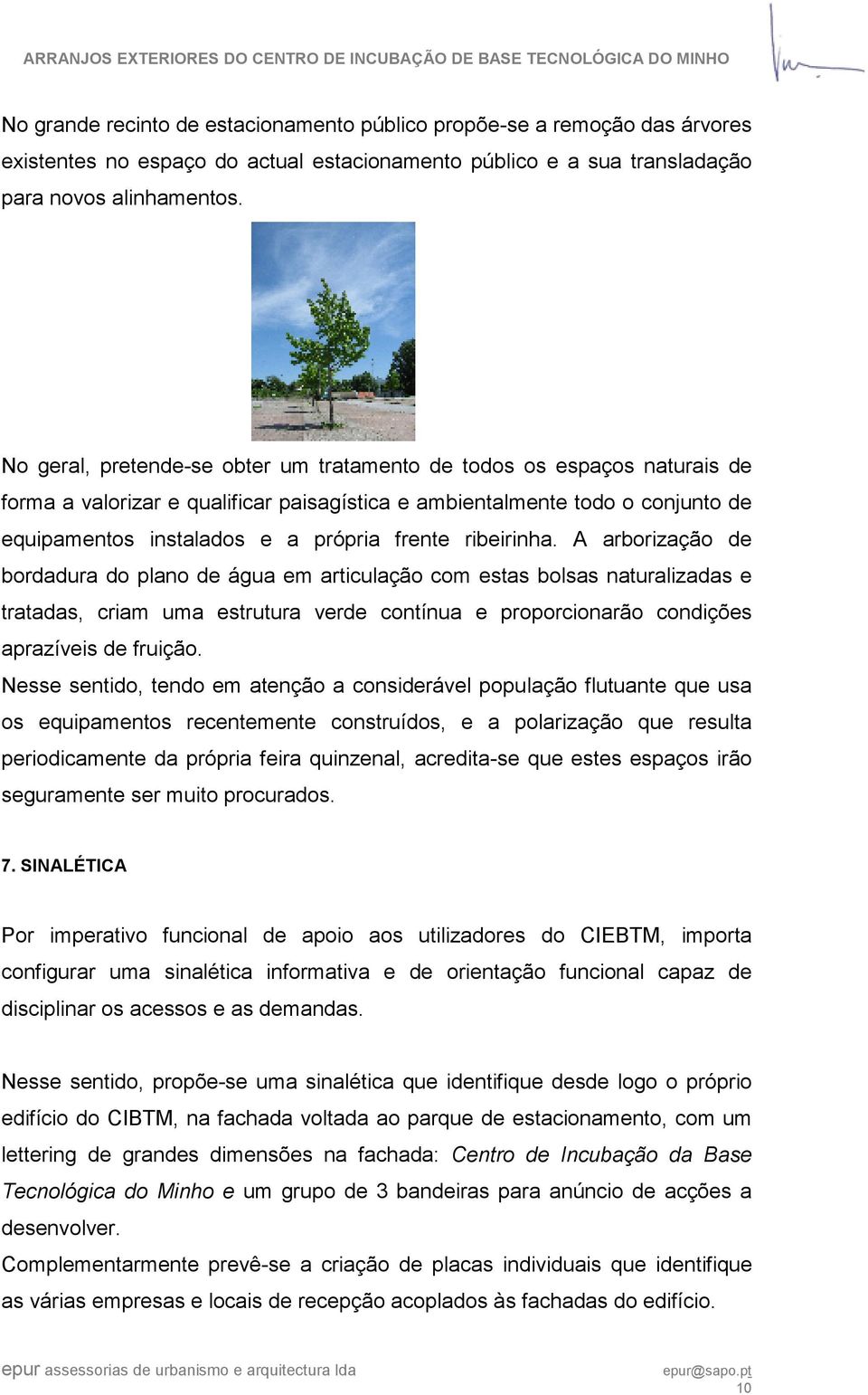 ribeirinha. A arborização de bordadura do plano de água em articulação com estas bolsas naturalizadas e tratadas, criam uma estrutura verde contínua e proporcionarão condições aprazíveis de fruição.