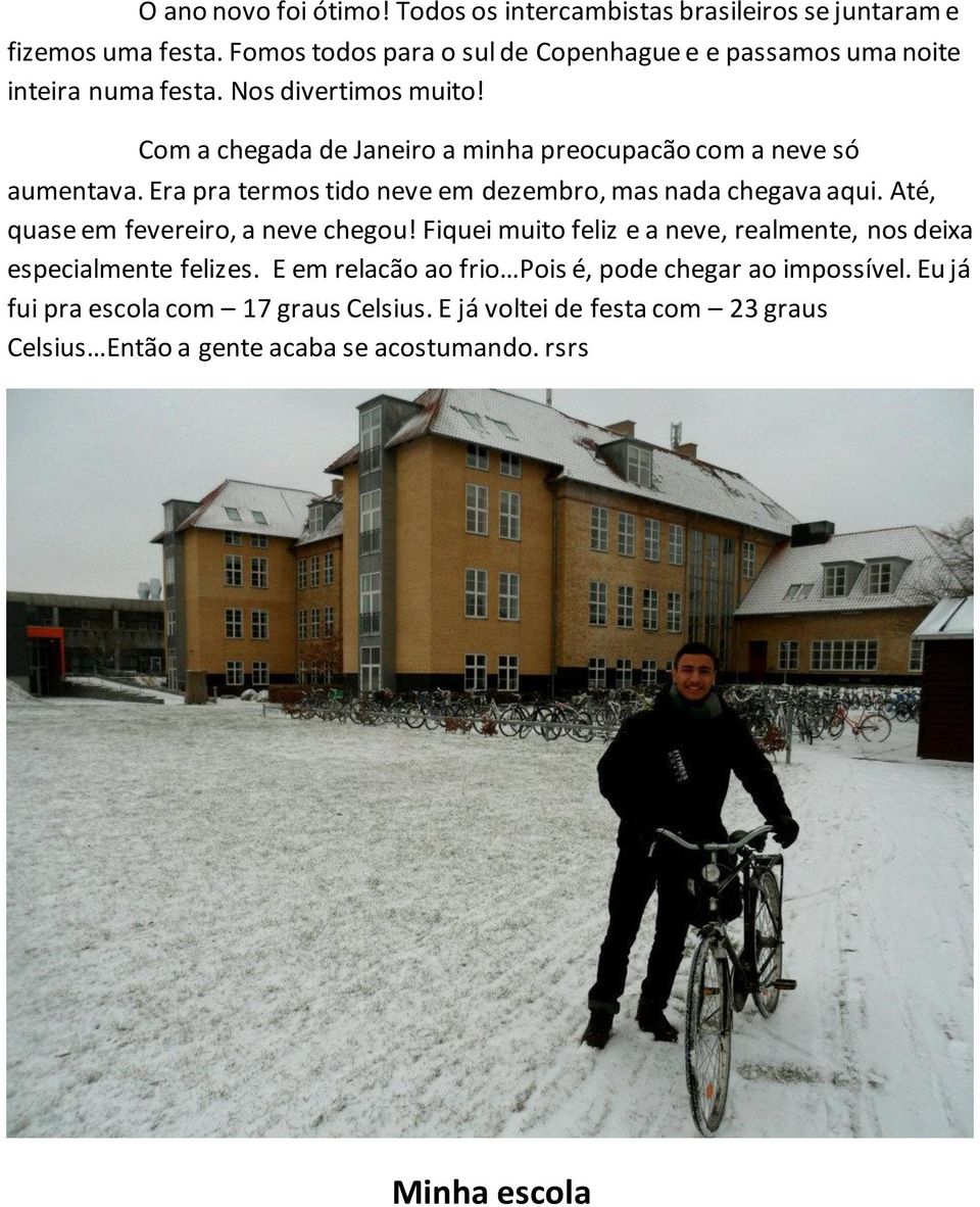 Com a chegada de Janeiro a minha preocupacão com a neve só aumentava. Era pra termos tido neve em dezembro, mas nada chegava aqui.