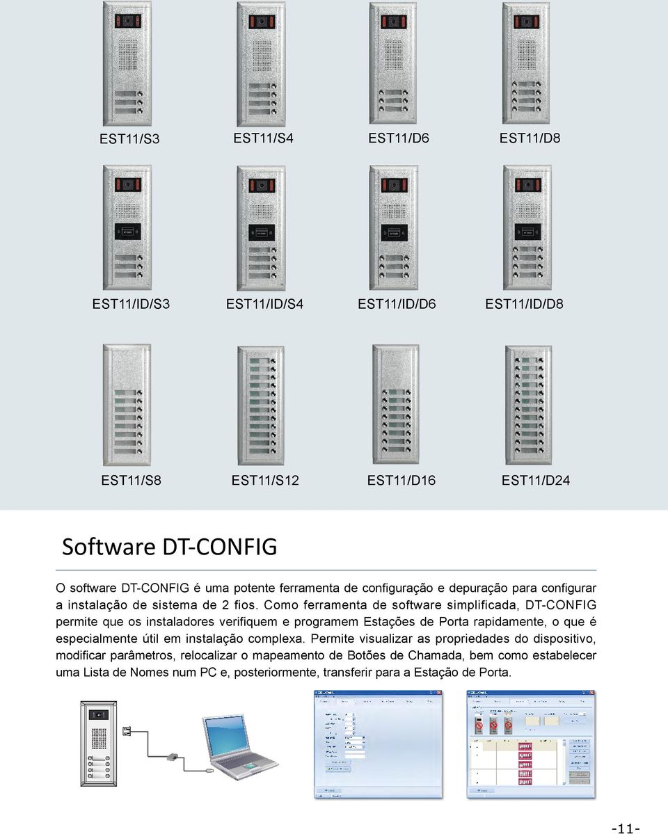 Como ferramenta de software simplificada, DT-CONFIG permite que os instaladores verifiquem e programem Estações de Porta rapidamente, o que é especialmente útil em