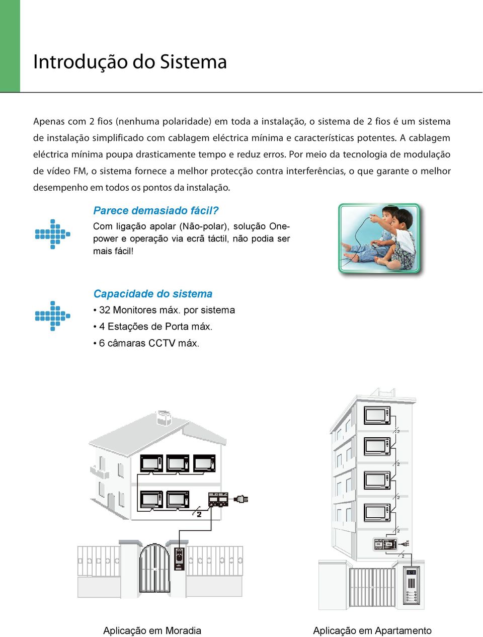 Por meio da tecnologia de modulação de vídeo FM, o sistema fornece a melhor protecção contra interferências, o que garante o melhor desempenho em todos os pontos da instalação.