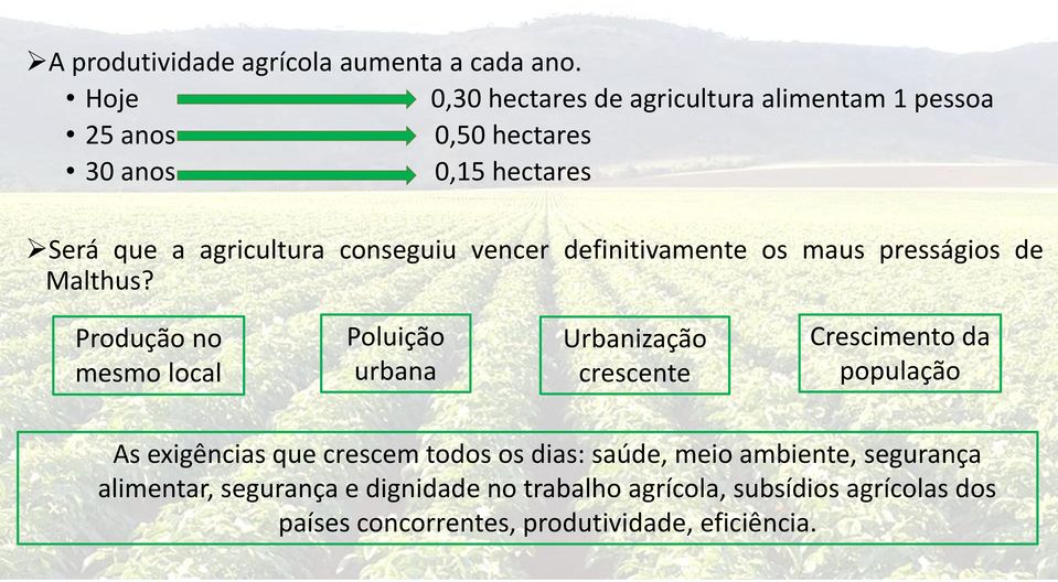 conseguiu vencer definitivamente os maus presságios de Malthus?