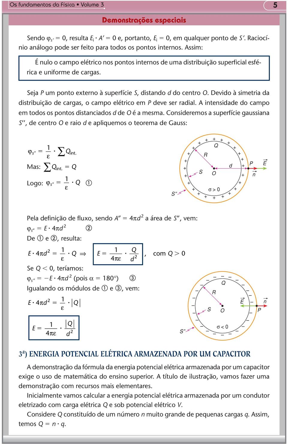 Devido à simetria da distribuição de cargas, o campo elétrico em P deve ser radial. A itesidade do campo em todos os potos distaciados d de O é a mesma.