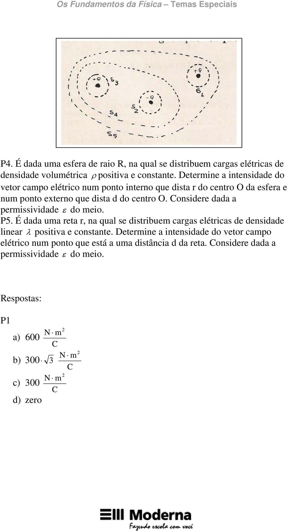 Determie a itesidade do vetor campo elétrico um poto itero que dista r do cetro O da esfera e um poto extero que dista d do cetro O.