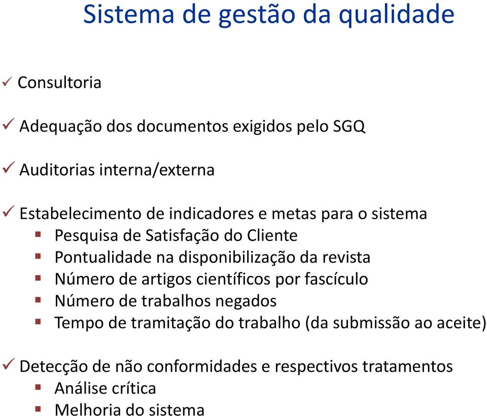 disponibilização da revista Número de artigos científicos por fascículo Número de trabalhos negados Tempo de