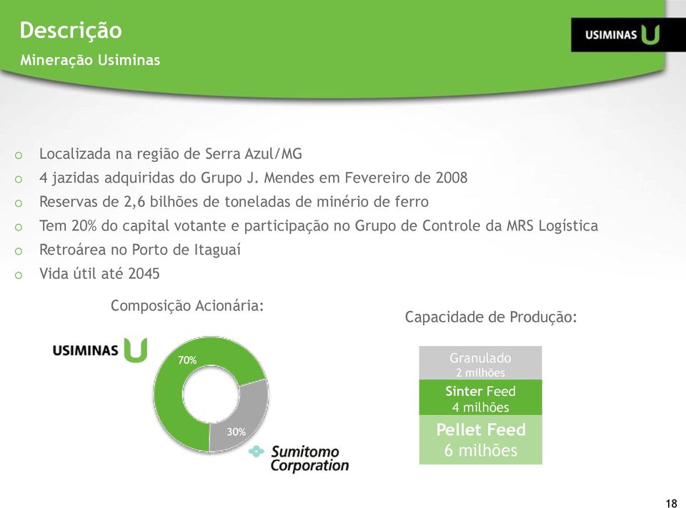 votante e participação no Grupo de Controle da MRS Logística o Retroárea no Porto de Itaguaí o Vida útil até