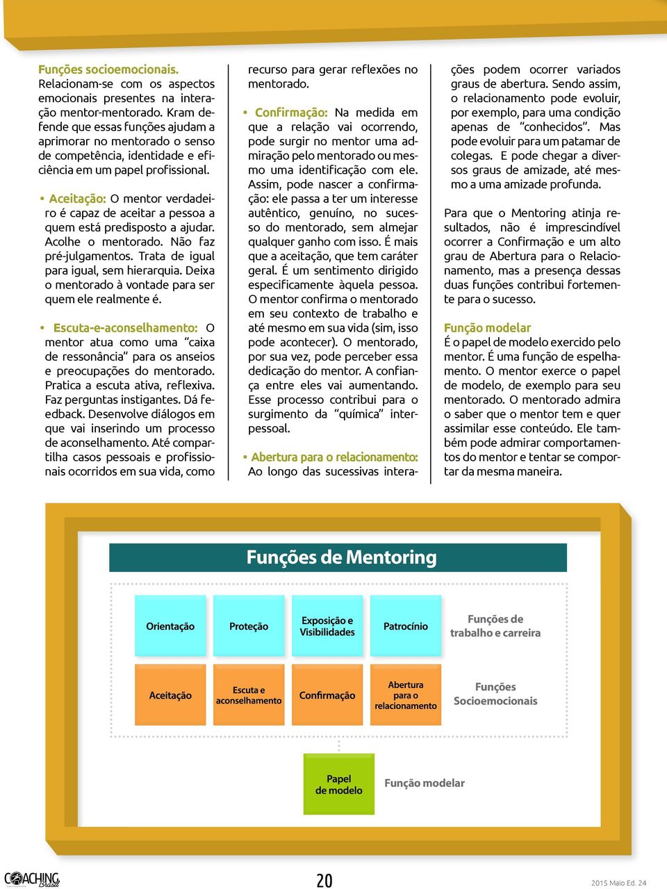 Aceitação: O mentor verdadeiro é capaz de aceitar a pessoa a quem está predisposto a ajudar. Acolhe o mentorado. Não faz pré-julgamentos. Trata de igual para igual, sem hierarquia.