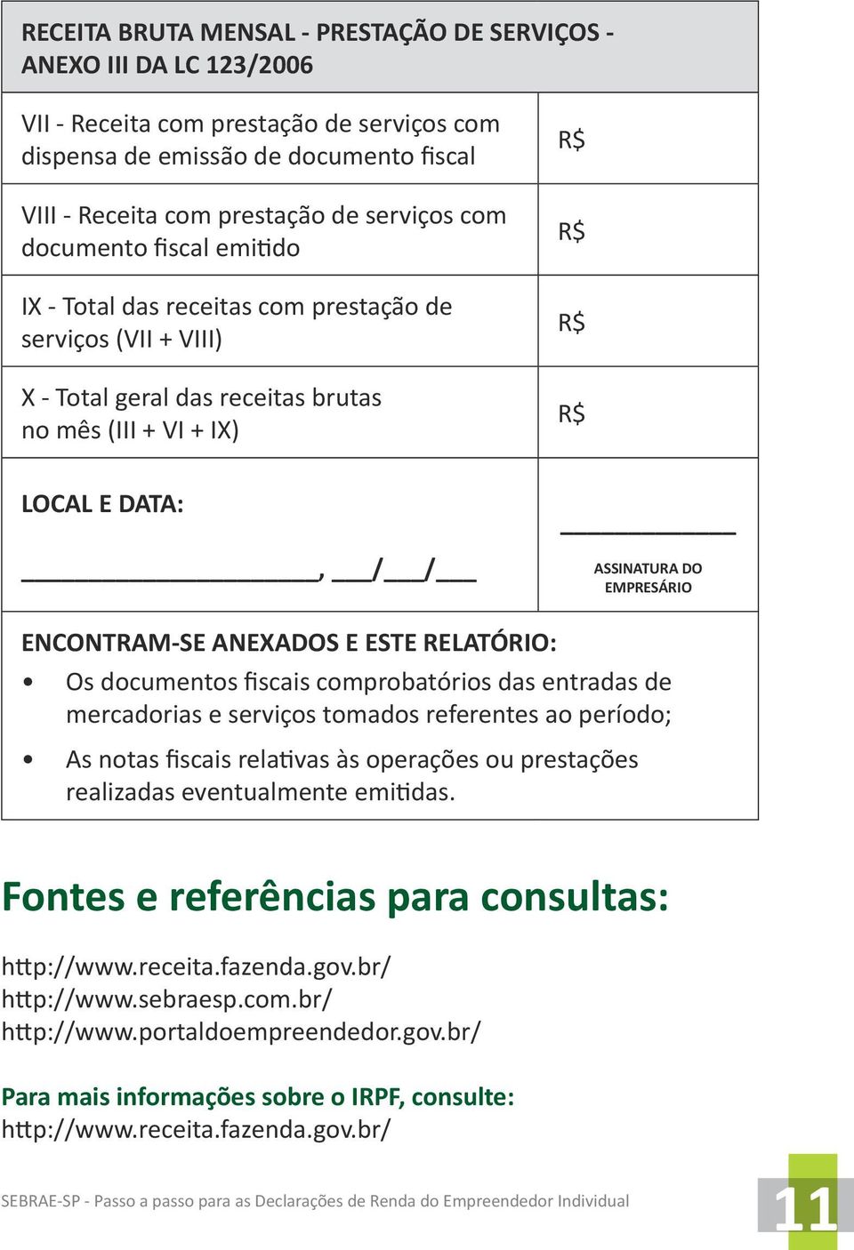 ENCONTRAM-SE ANEXADOS E ESTE RELATÓRIO: Os documentos fiscais comprobatórios das entradas de mercadorias e serviços tomados referentes ao período; As notas fiscais relativas às operações ou