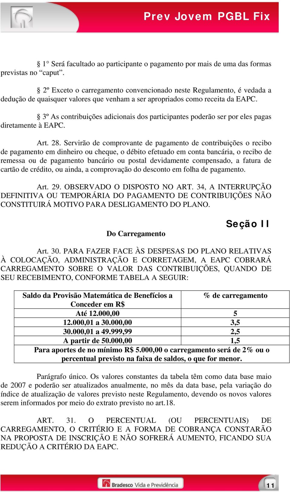 3º As contribuições adicionais dos participantes poderão ser por eles pagas diretamente à EAPC. Art. 28.