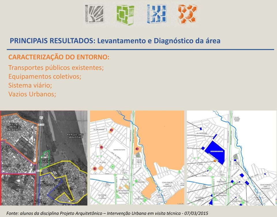 Equipamentos coletivos; Sistema viário; Vazios Urbanos; Fonte: