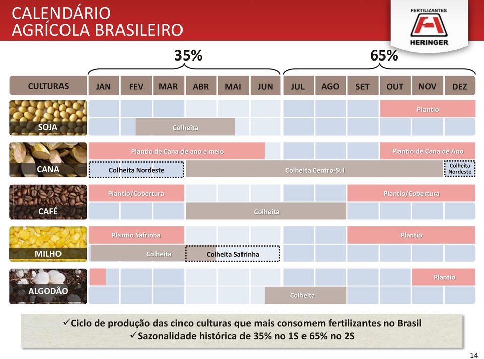 Plantio/Cobertura Plantio/Cobertura CAFÉ Colheita Plantio Safrinha Plantio MILHO Colheita Colheita Safrinha ALGODÃO