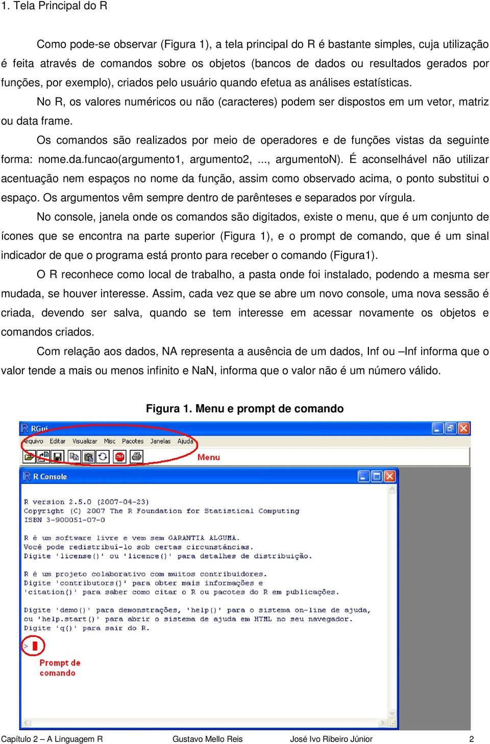 Os comandos são realizados por meio de operadores e de funções vistas da seguinte forma: nome.da.funcao(argumento1, argumento2,..., argumenton).