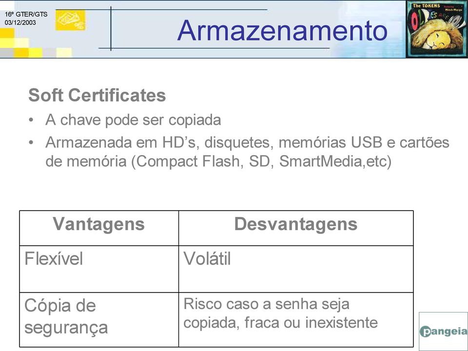 Flash, SD, SmartMedia,etc) Vantagens Desvantagens Flexível Volátil