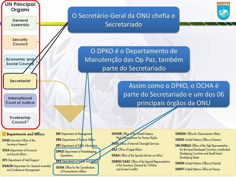 também parte do Secretariado Assim como o DPKO, o