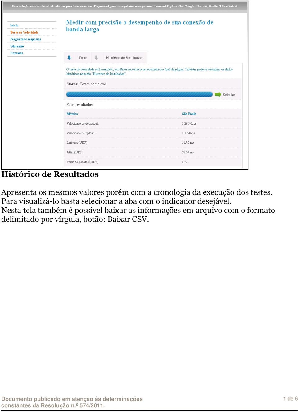 Para visualizá-lo basta selecionar a aba com o indicador desejável.