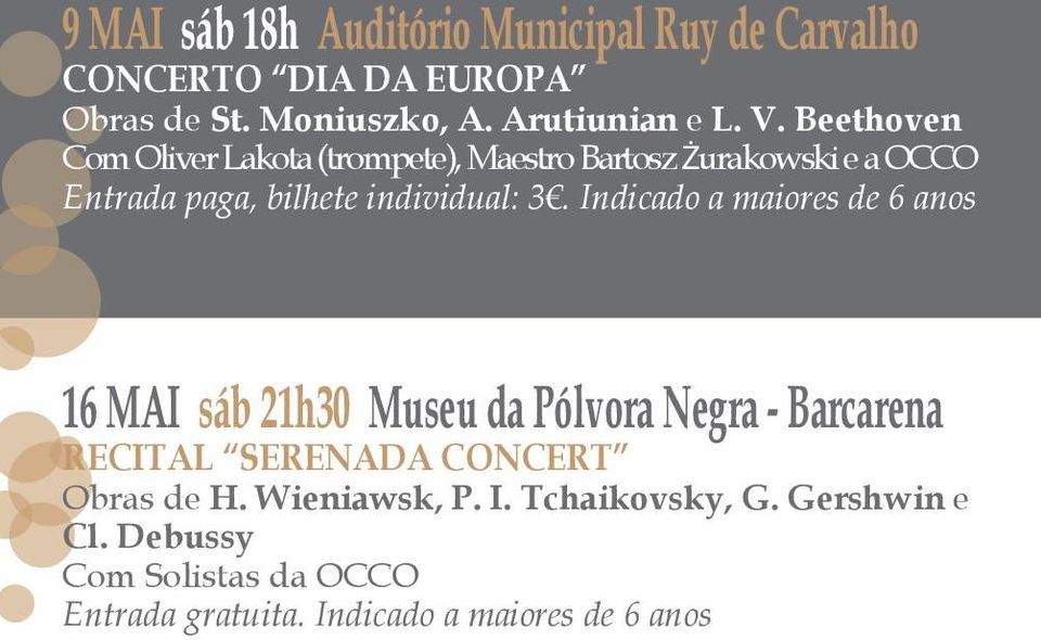 Beethoven Com Oliver Lakota (trompete), Maestro Bartosz Żurakowski e a OCCO Entrada paga, bilhete